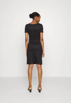 Short Sleeves Ruched Waist Mini Flared Dress - Vestido Ligero - Black -Anna Field 2adfa25012d34af7bc292437f6e55ebc