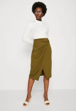 Anna Field Front Knot Midi Skirt - Falda De Tubo - Khaki -Anna Field 461ee7207cb243998c18cf265d0ad4bd
